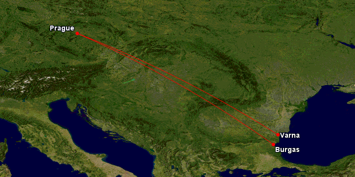 Doba letu do Bulharska (Burgas, Varna)
